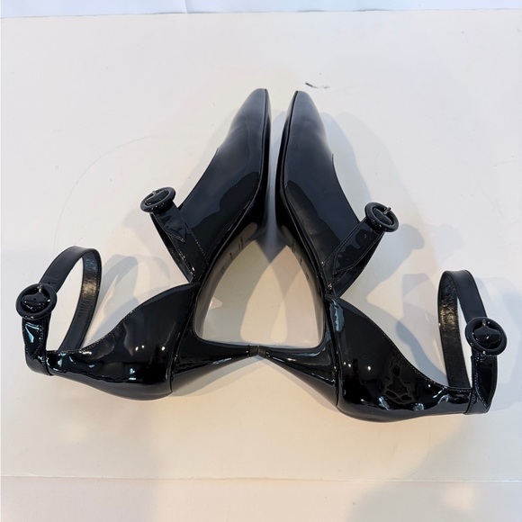 Black Patent Leather Ankle Strap Heels - Picture 6 of 10